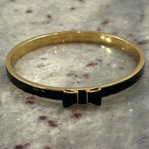 Kate Spade Take A Bow Black Gold Bracelet Wide 6Mm interior circumference